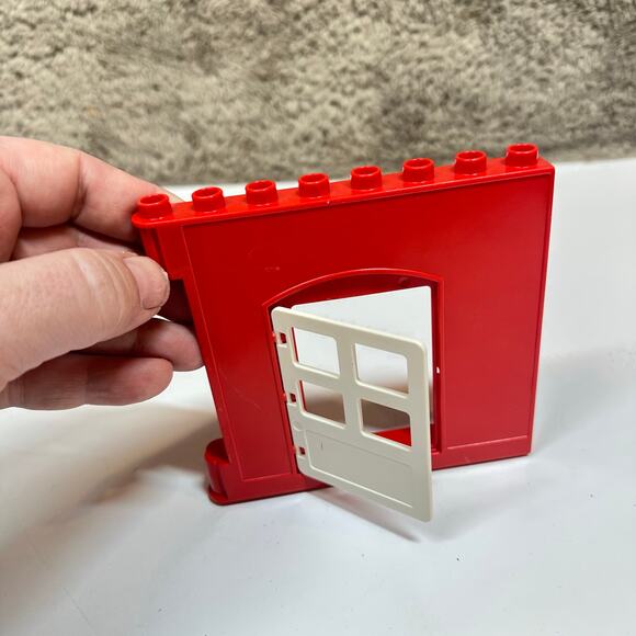 Duplo Lego Red White Hinged Door Wall 6 Loose Replacement Piece Brick - Picture 2 of 9